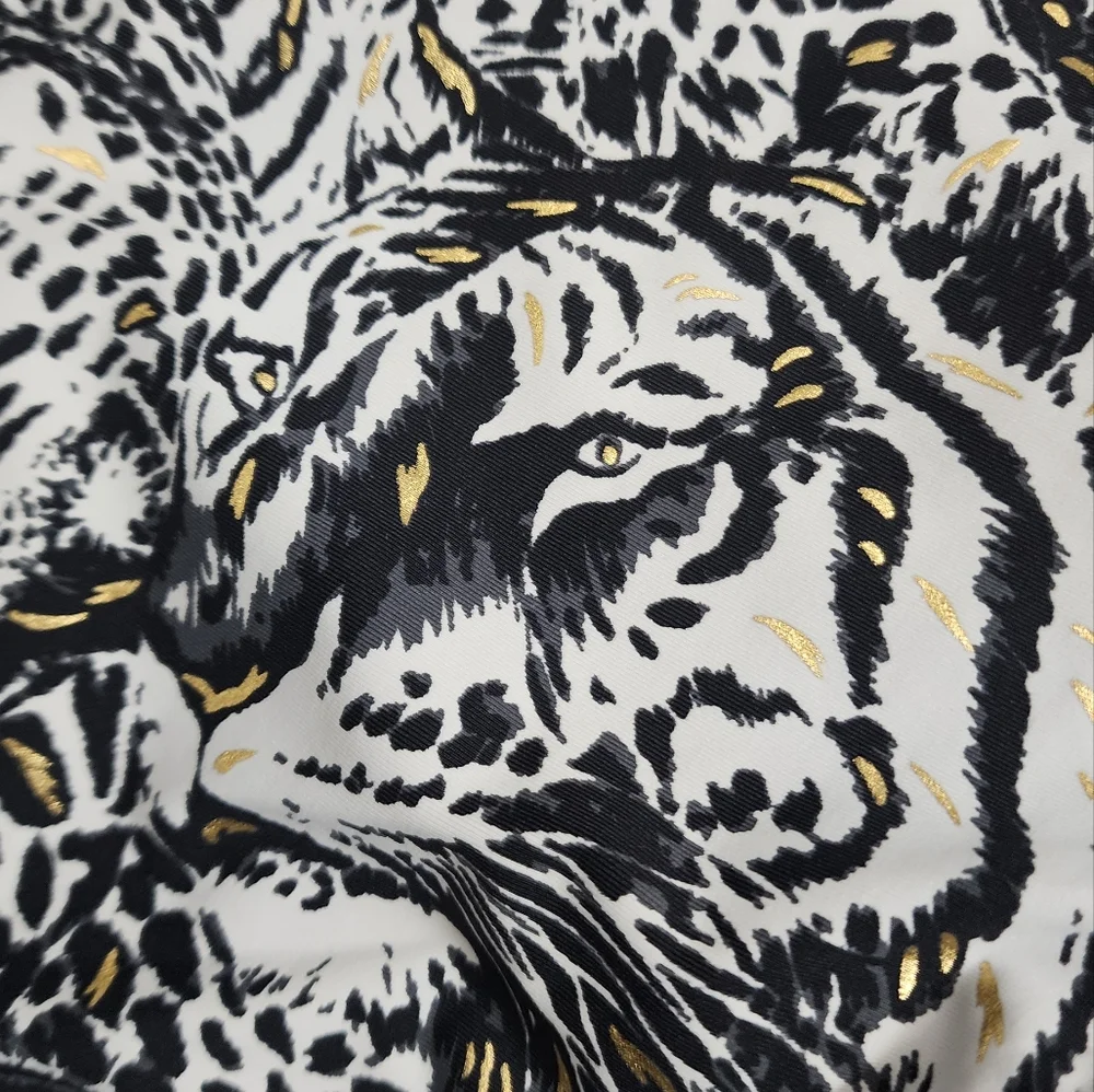 SEEKERS Australia White Tiger Triangle bikini black/white/gold SM top/Med Bottom